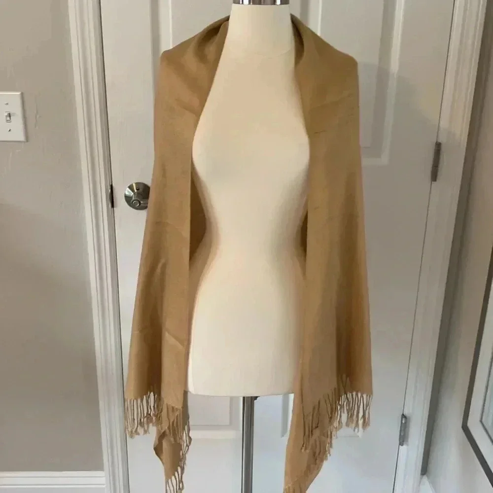 Camel pashmina wrap/scarf 30% silk